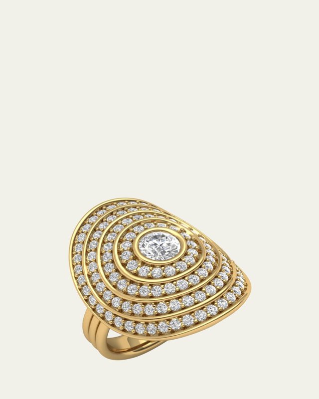 18K Yellow Gold Universum Pave Ring with Center Diamond